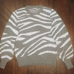 Marled Black and White Zebra Print Sweater
